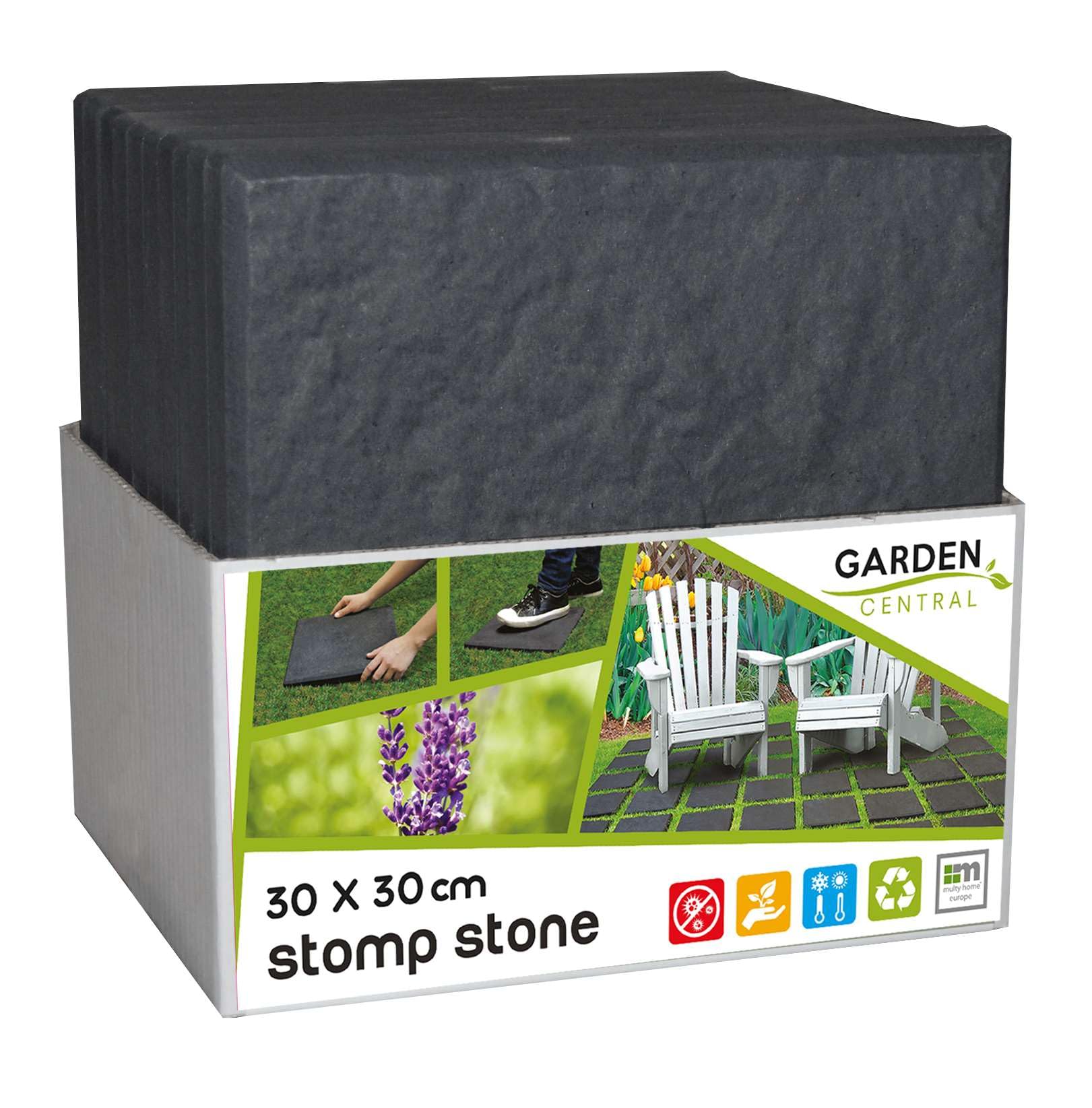 Nicoman Recycled Rubber Garden Stepping Stones - Graphite, Set of 10