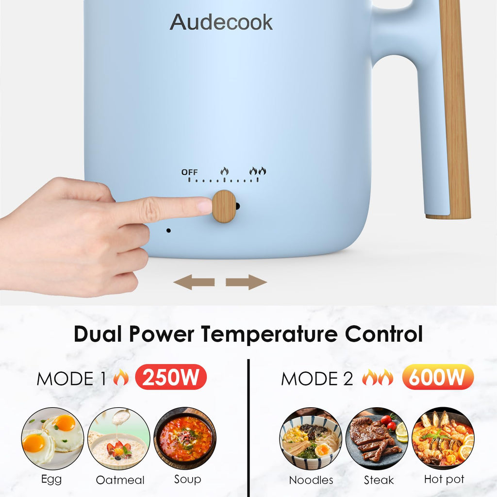 Audecook 1.8L Electric Hot Pot with Steamer | Portable Non-Stick Skillet