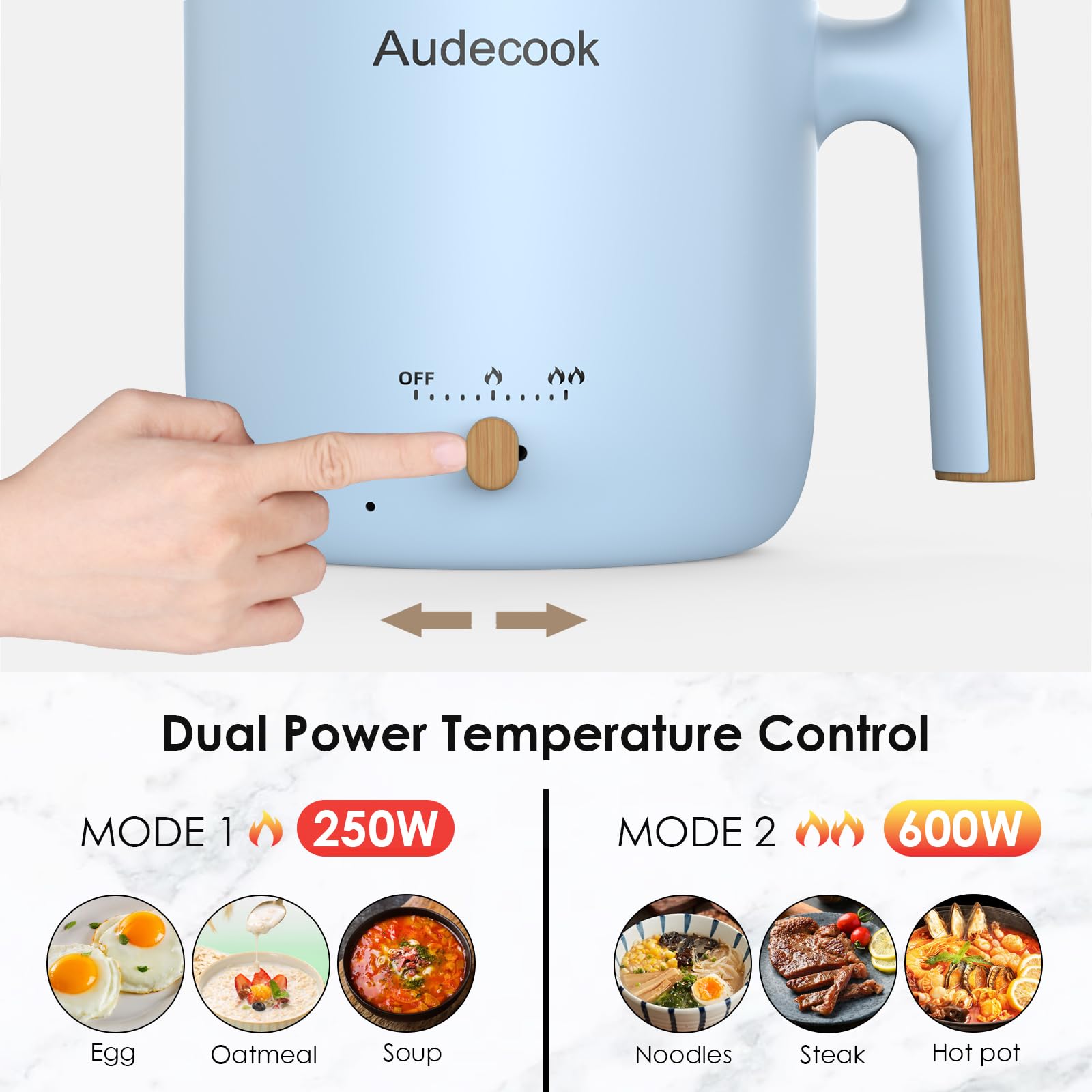 Audecook 1.8L Electric Hot Pot with Steamer | Portable Non-Stick Skillet