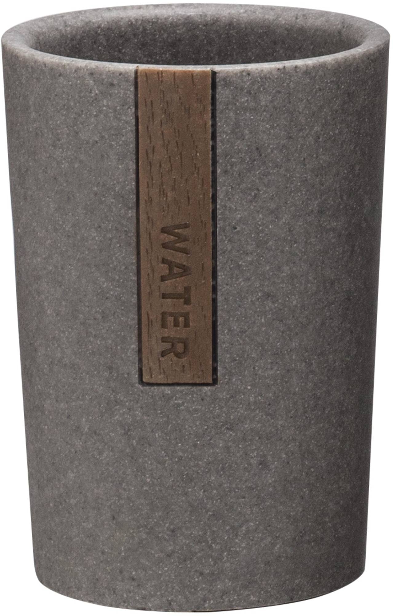 Sealskin Pierra Grey Polyresin Tumbler and Toothbrush Holder