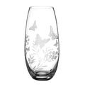 DIAMANTE Crystal Butterfly Vase – Hand Etched Floral Barrel Vase, 25cm