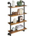 YMYNY 4-Tier Industrial Pipe Wall Shelves | Rustic Wood Floating Racks