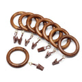 Mars Exports Rosewood Curtain Rings with Clips - 24 Pack for 1.5 Inch Rod