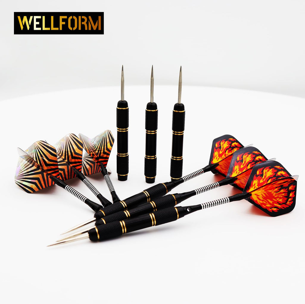 WELLFORM Professional Steel Tip Darts Set | 22g & 28g Brass Barrels