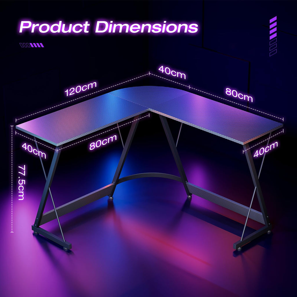 ODK L Shaped Gaming Desk,120×120 cm, Carbon Fiber Black - image 3