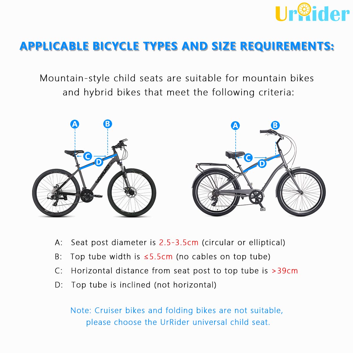 UrRider Front Mount Child Bike Seat – Portable Quick-Release Toddler Seat
