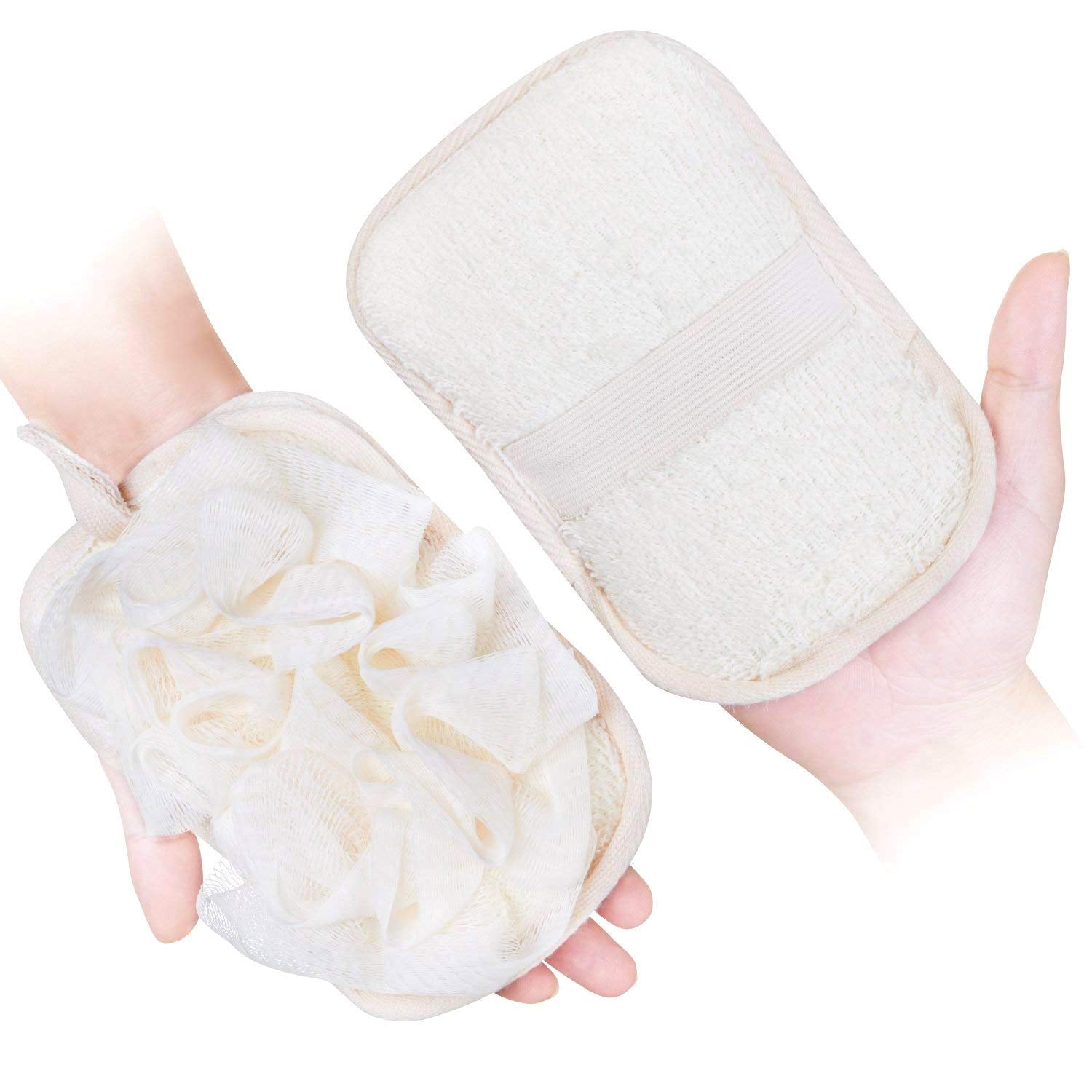 mikimini 2-in-1 Exfoliating Bath Mitt | Loofah Sponge and Body Scrubber