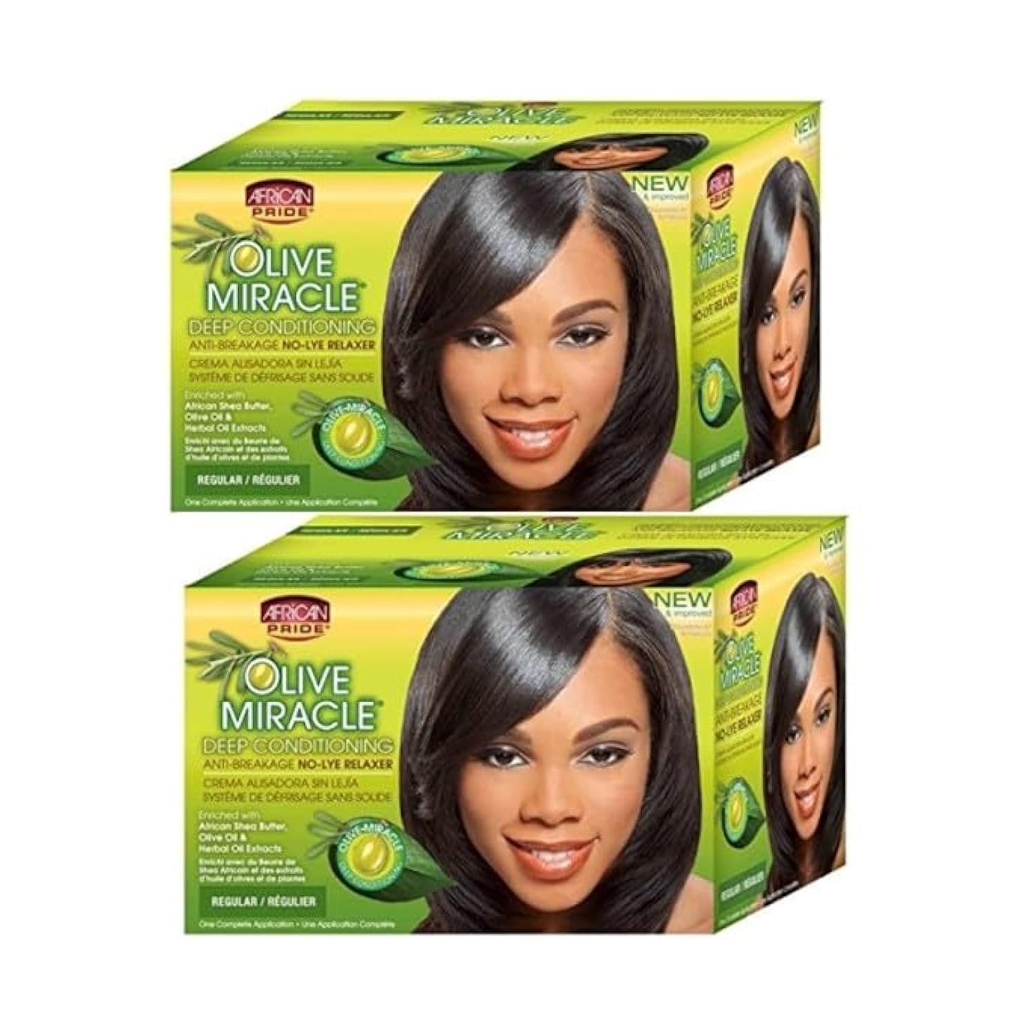 African Pride Olive Miracle Anti-Breakage Hair Relaxer Kit – 2 Pack