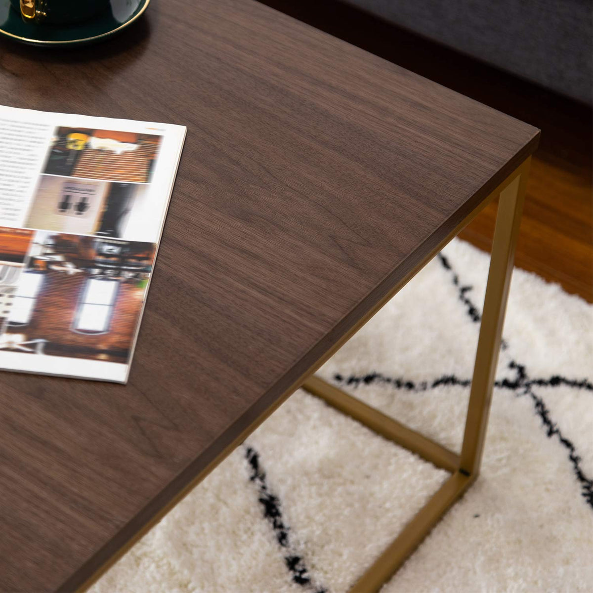 ASPECT Regis Coffee Table/Side Table Walnut/Gold, 110x60x41H cm, CFT49WN/G