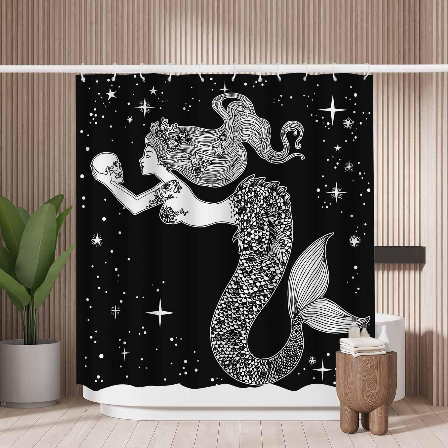 Mermaid Shower Curtain – Mold Resistant Waterproof Polyester