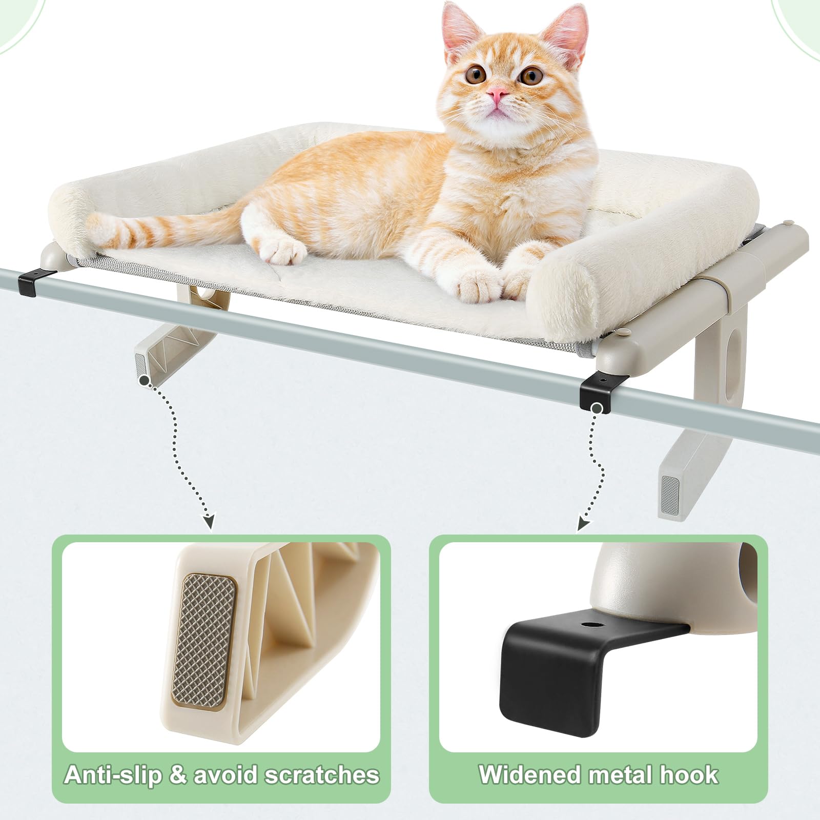 GUUSII HOME Cat Window Perch – Large Indoor Hammock with Washable Cushion