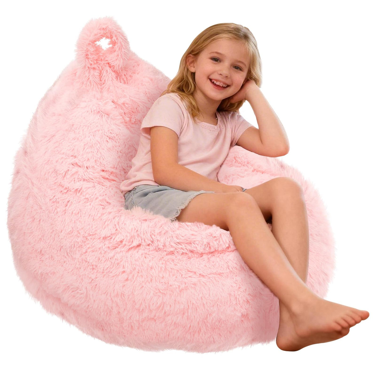 Fluffy Bean Bag Cover No Filler Kids Bean Bag Chair Stuffed Animal Storage - image 1