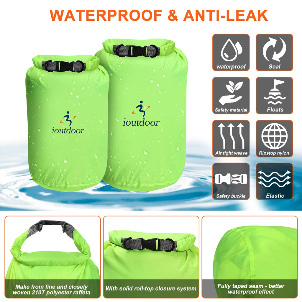 ioutdoor Waterproof Dry Bag Set | 6-Piece Lightweight Sacks 2L-70L