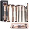 MAGEFY 12Pcs Double Sided Makeup Brush Set | Vegan Brushes with Bag