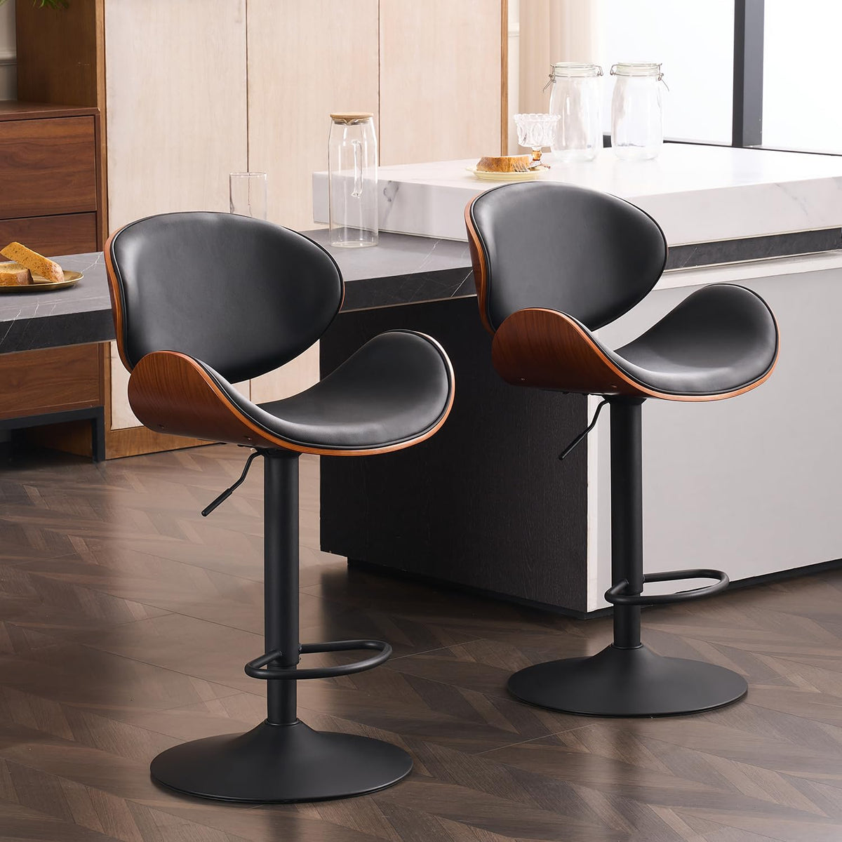 Kidol&Shellder Single Bar Stools, Bentwood Kitchen Stools, Black - image 3