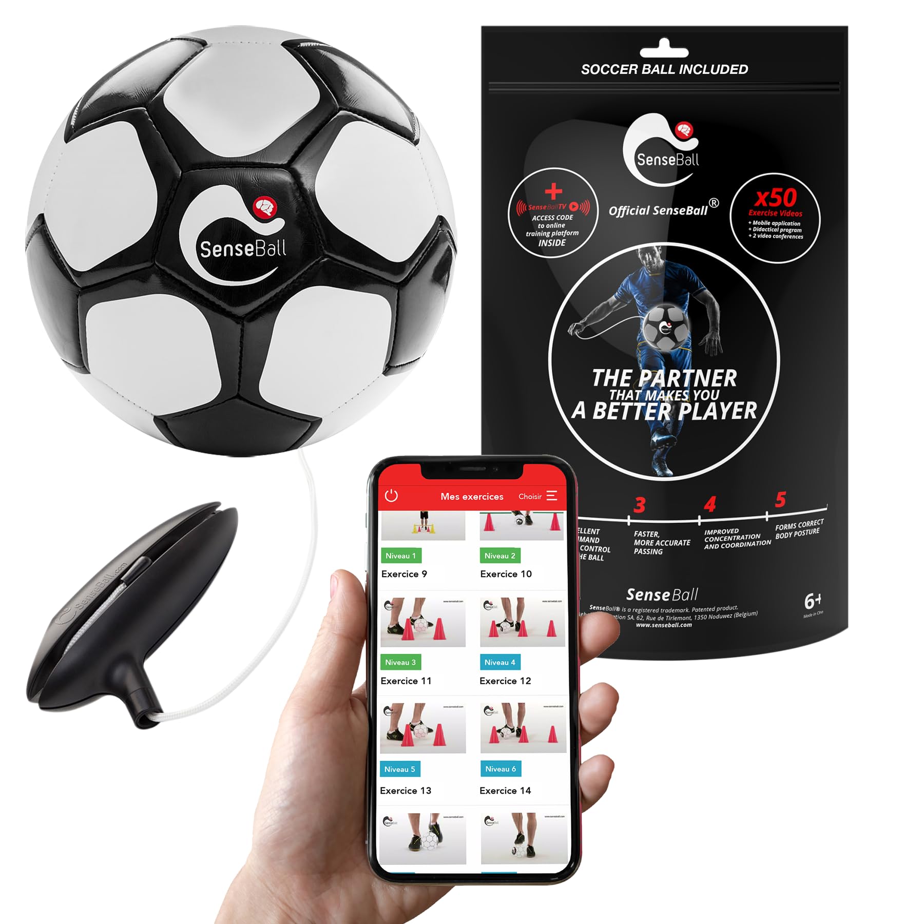 SenseBall Smart Football – Soccer Training Equipment with App & Videos