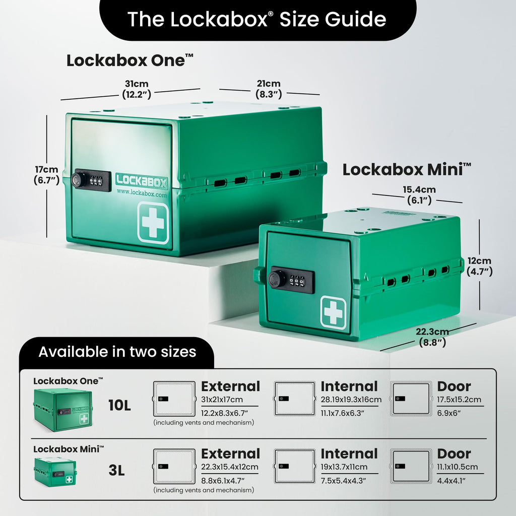 Lockabox One Medi Green | 10L Lockable Medicine Box with Combination Lock