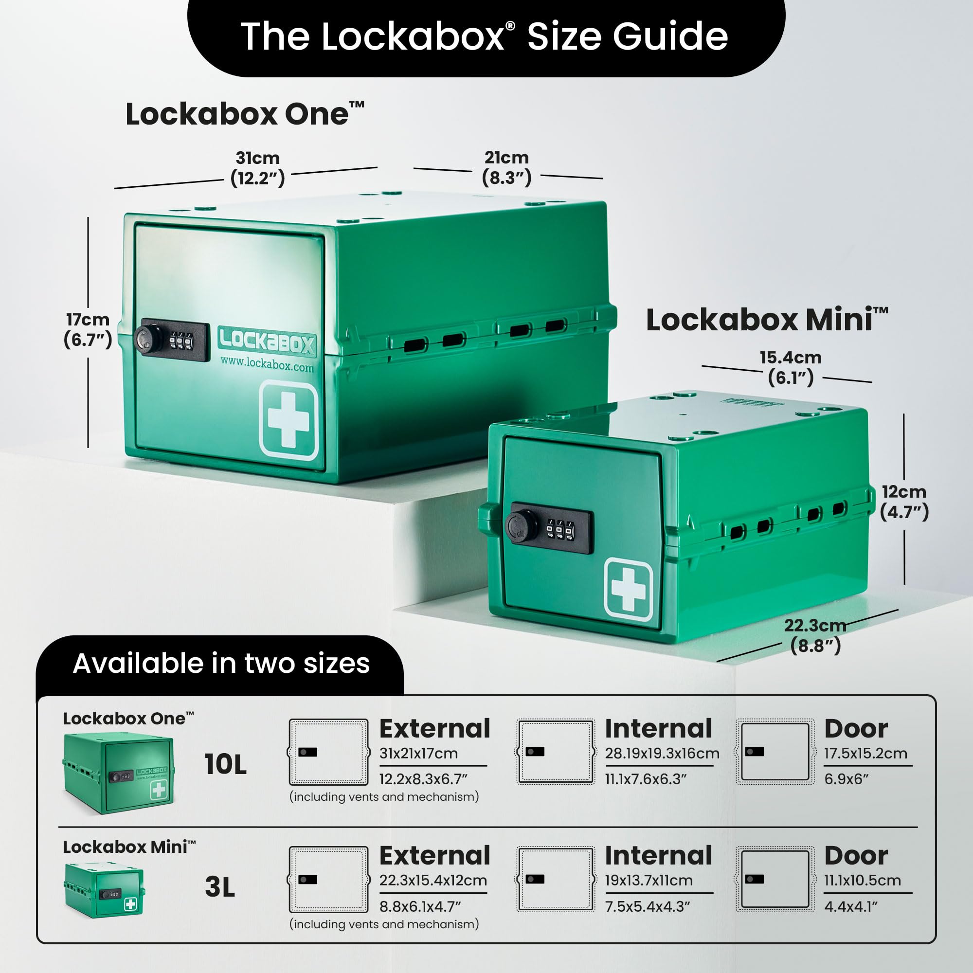 Lockabox One Medi Green | 10L Lockable Medicine Box with Combination Lock