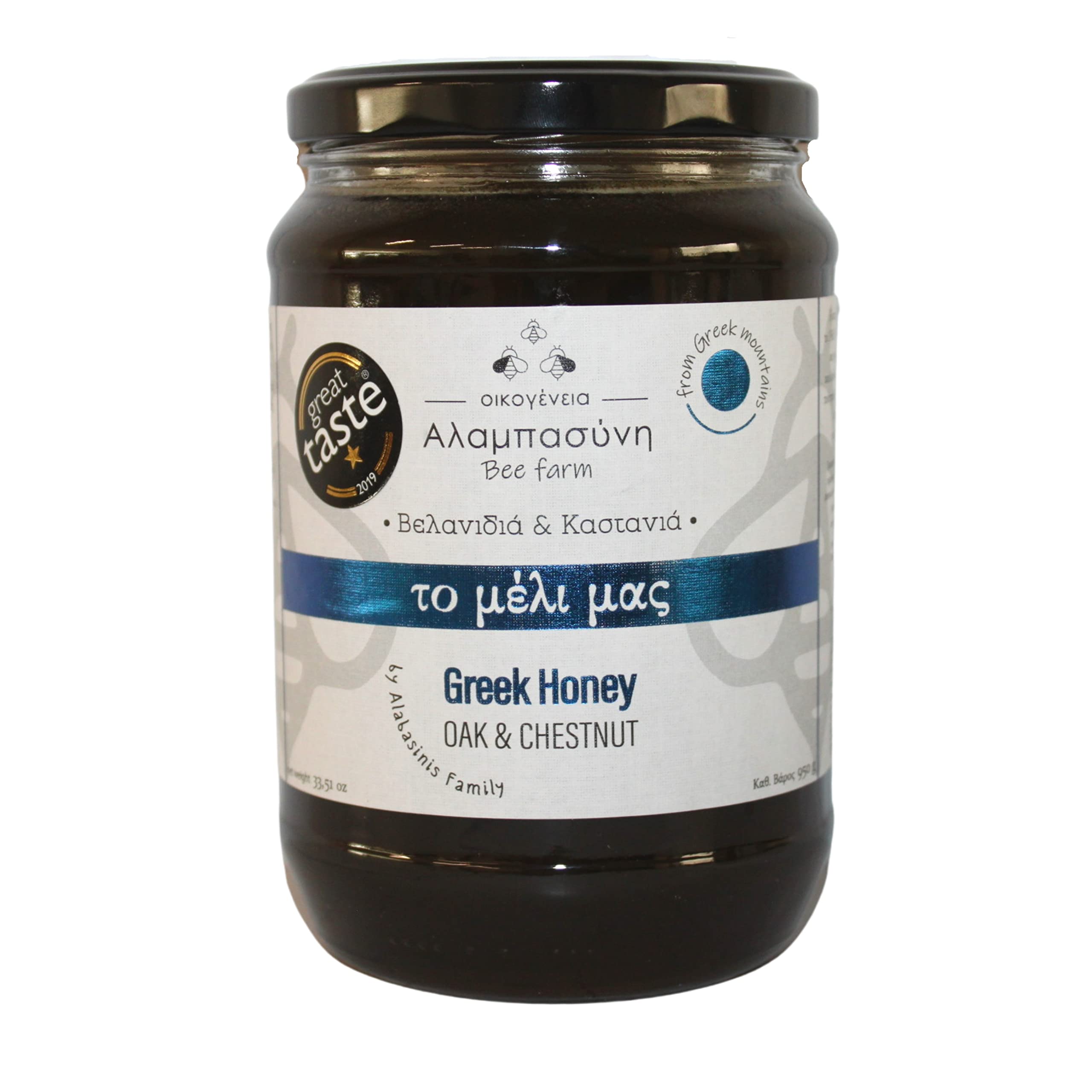 Alabasinis Raw Greek Oak and Chestnut Honey – 100% Natural, 950g