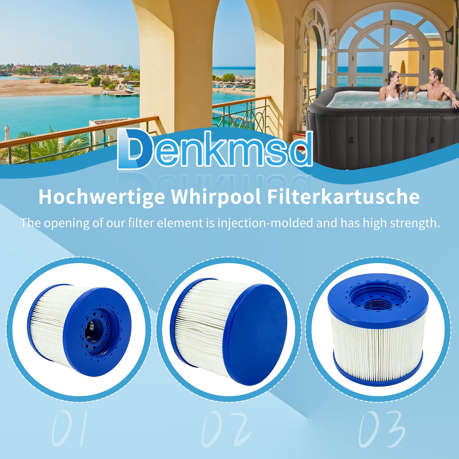 Denkmsd Spa Filter Cartridge Replacement for Clever Spa & Costway - 8 Pcs