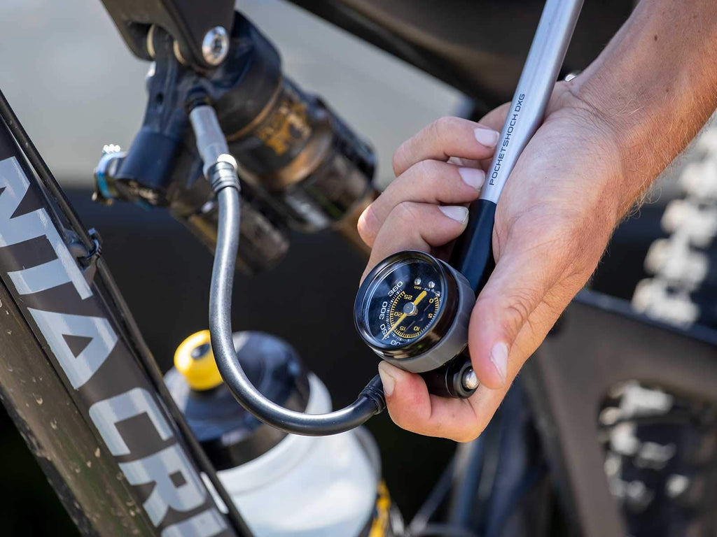 Topeak Pocket Shock DXG Suspension Pump | 360 PSI Dial Gauge – Silver
