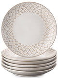 DOWAN 8.5" Porcelain Dinner Plates Set of 6 | Embossed Vintage Salad Plates