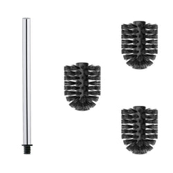 WAVEWO Stainless Steel Toilet Brush Set – 3 Interchangeable Heads, Black
