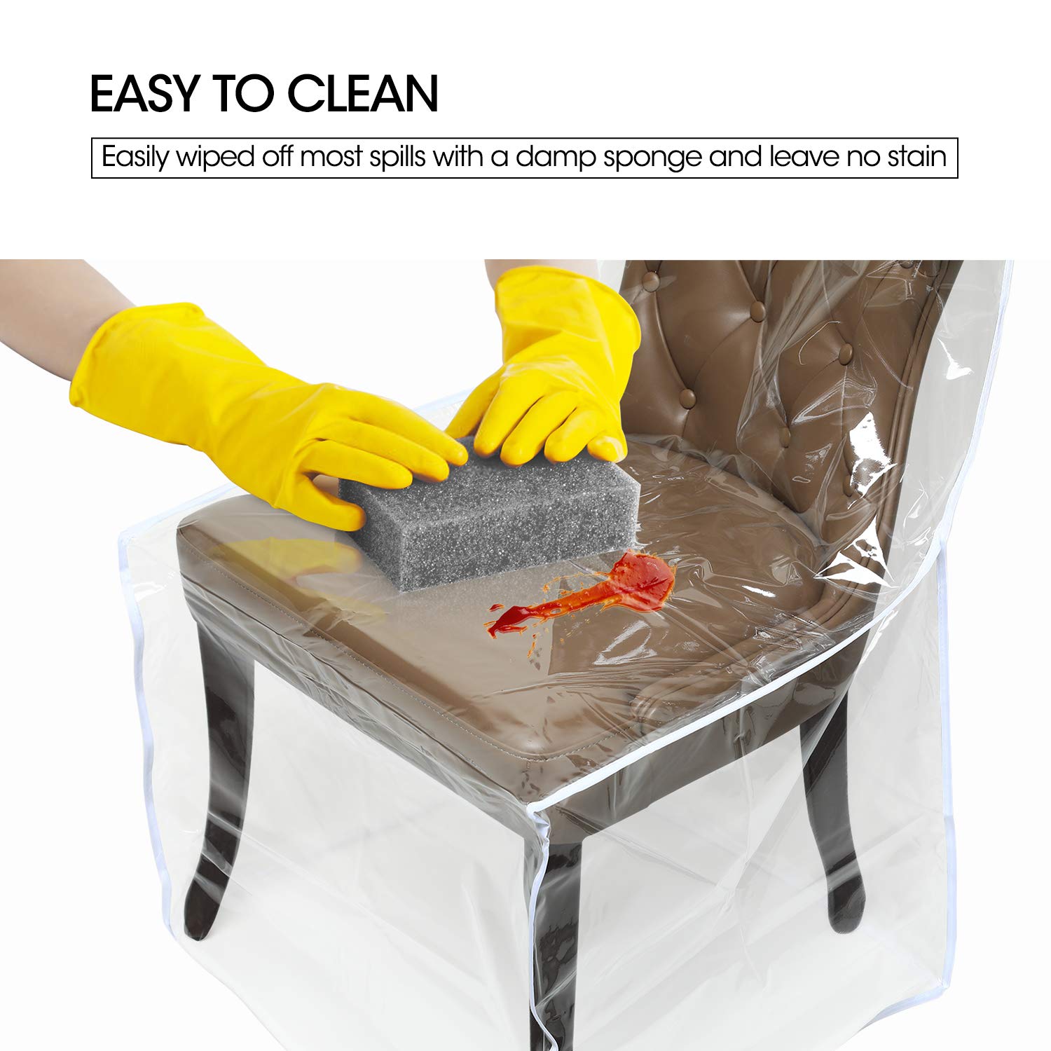 Mardili Clear PVC Dining Chair Protector - 4 Pack Waterproof Slipcovers