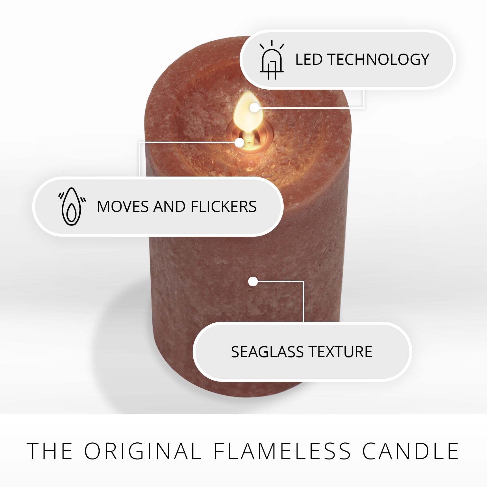 Luminara Flameless LED Pillar Candle | Adobe Seaglass Real Wax 3x6.5