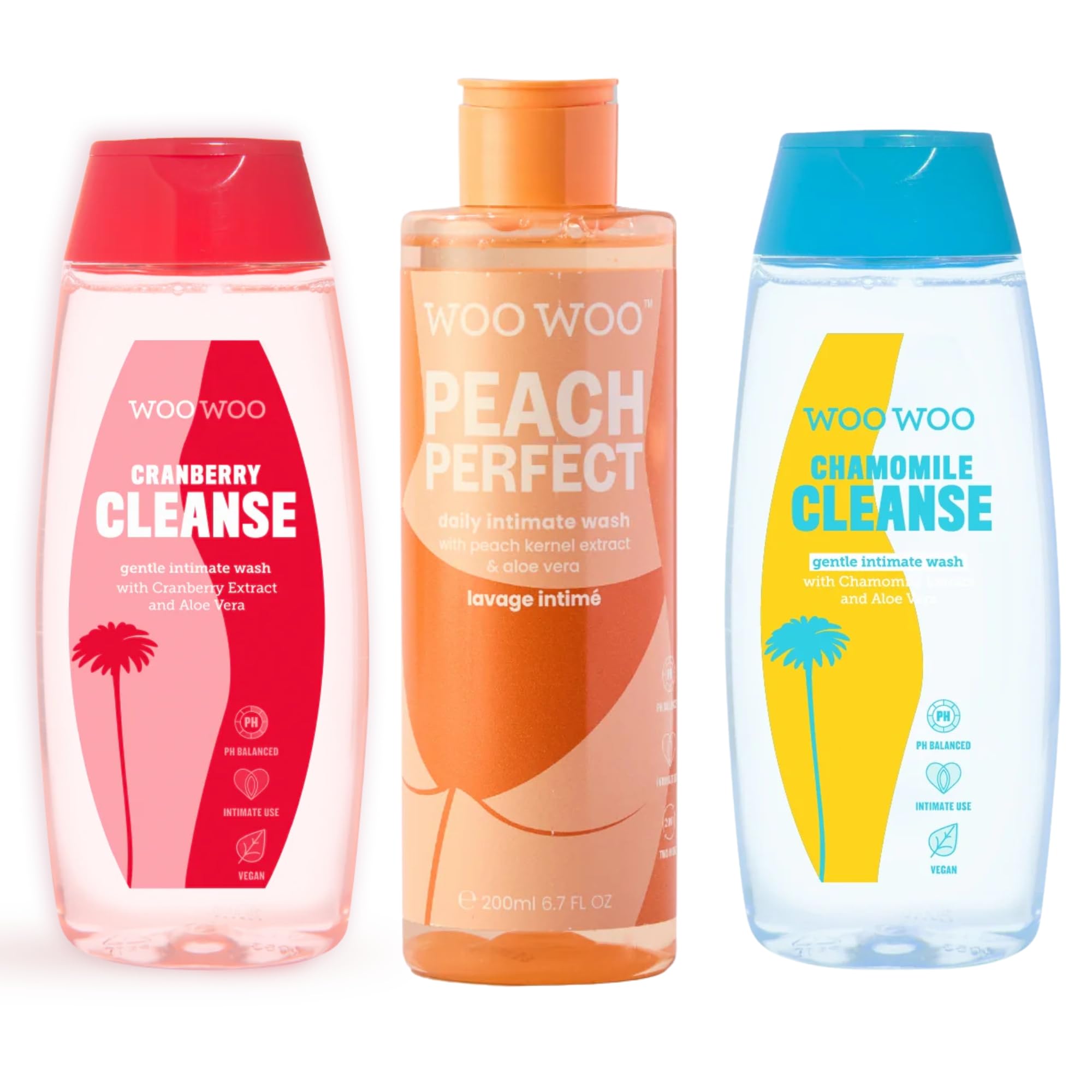 WooWoo Intimate Body Wash Bundle - pH Balanced Vegan Cleanser 3-Pack