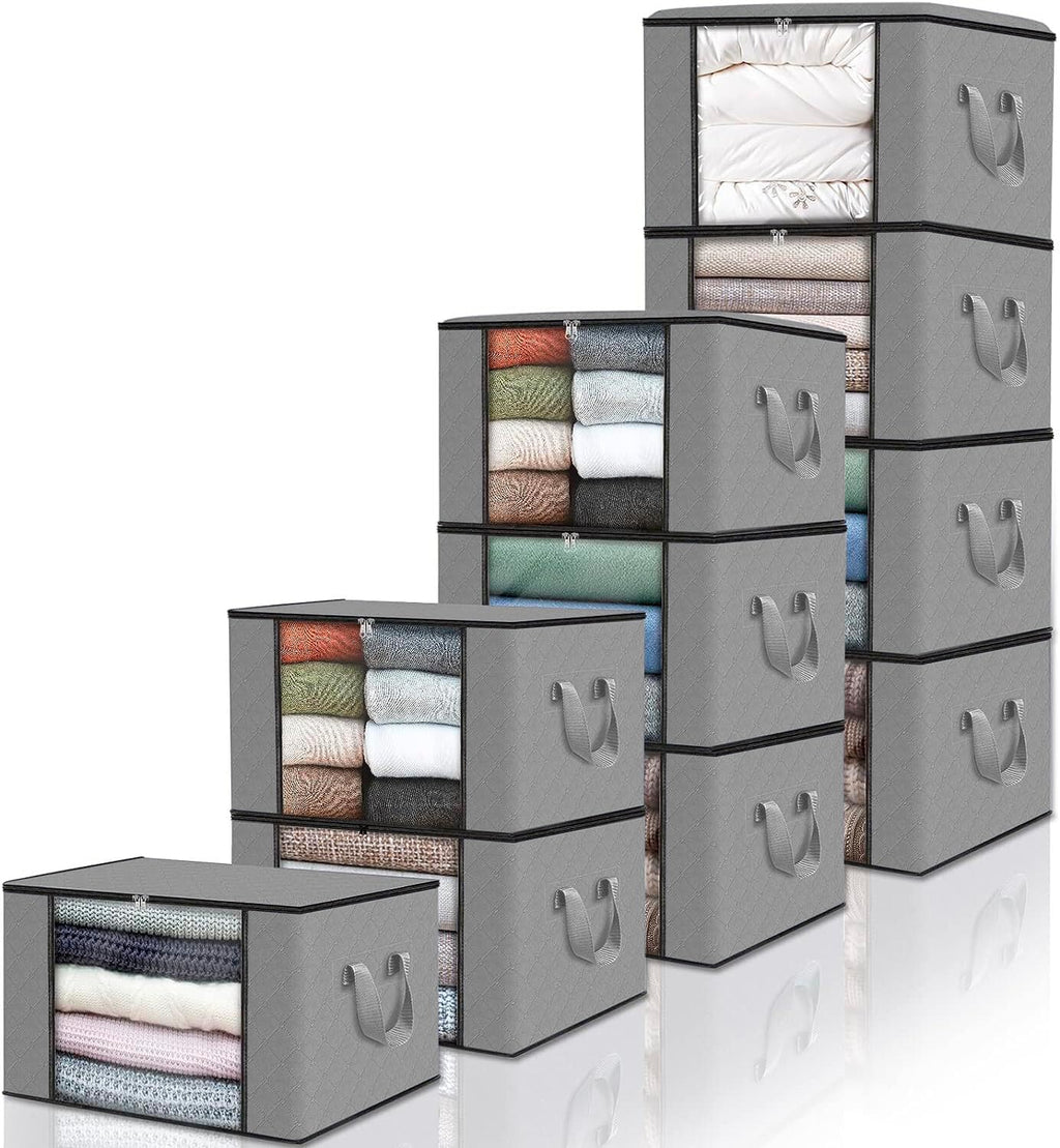 edihome, Clothes Storage Bag, 10 pieces, Wardrobe Organiser, with Reinforced Handles, Heavy Duty Cloth Pouches with Transparent Window - image 1