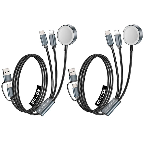 2-Pack 3-in-2 Multi Fast Charging Cable for Apple Watch