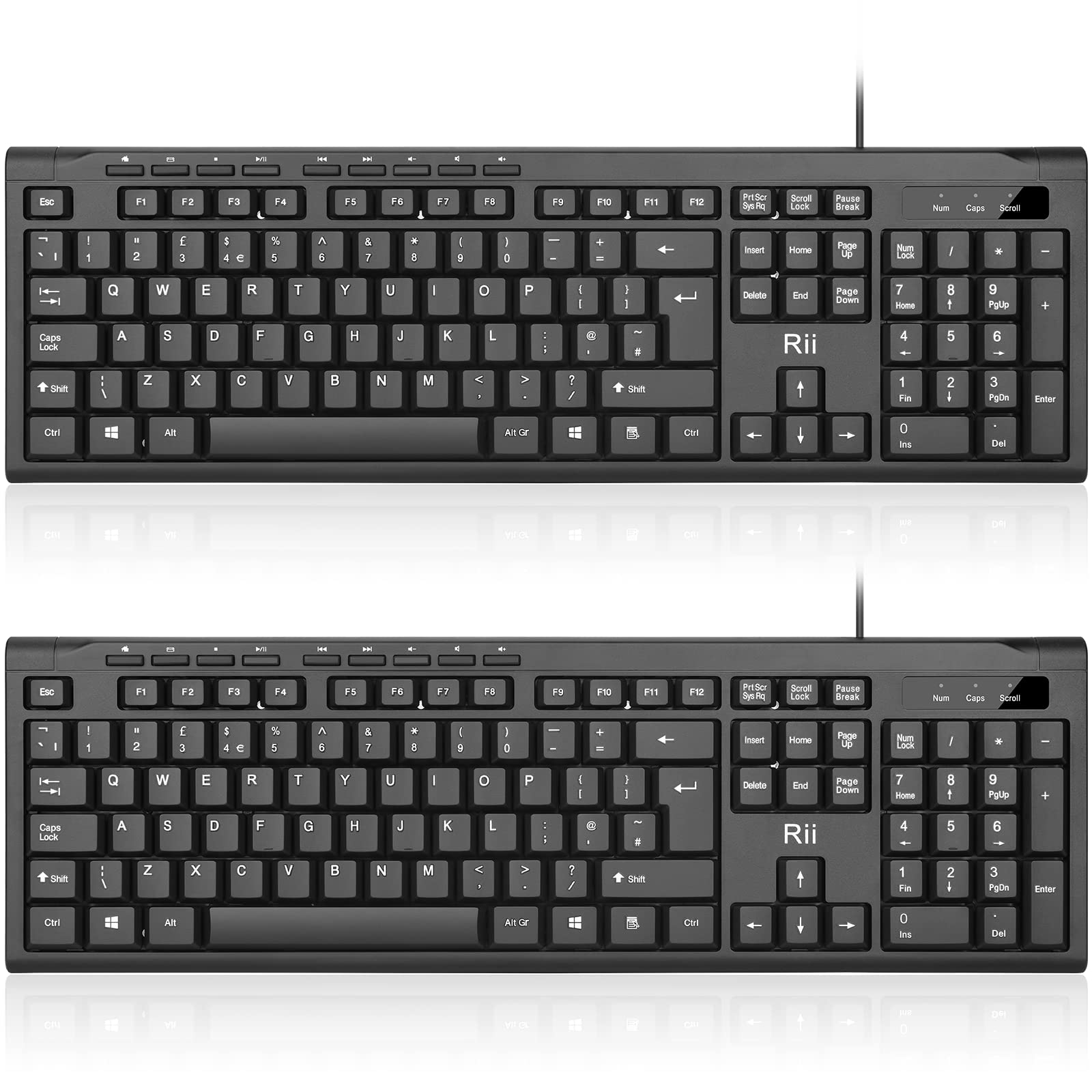 Full Size Wired USB Office Keyboard – UK Layout for PC & Mac