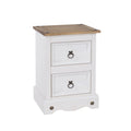 White Pine Wood 2 Drawer Bedside Table – Rustic Nightstand