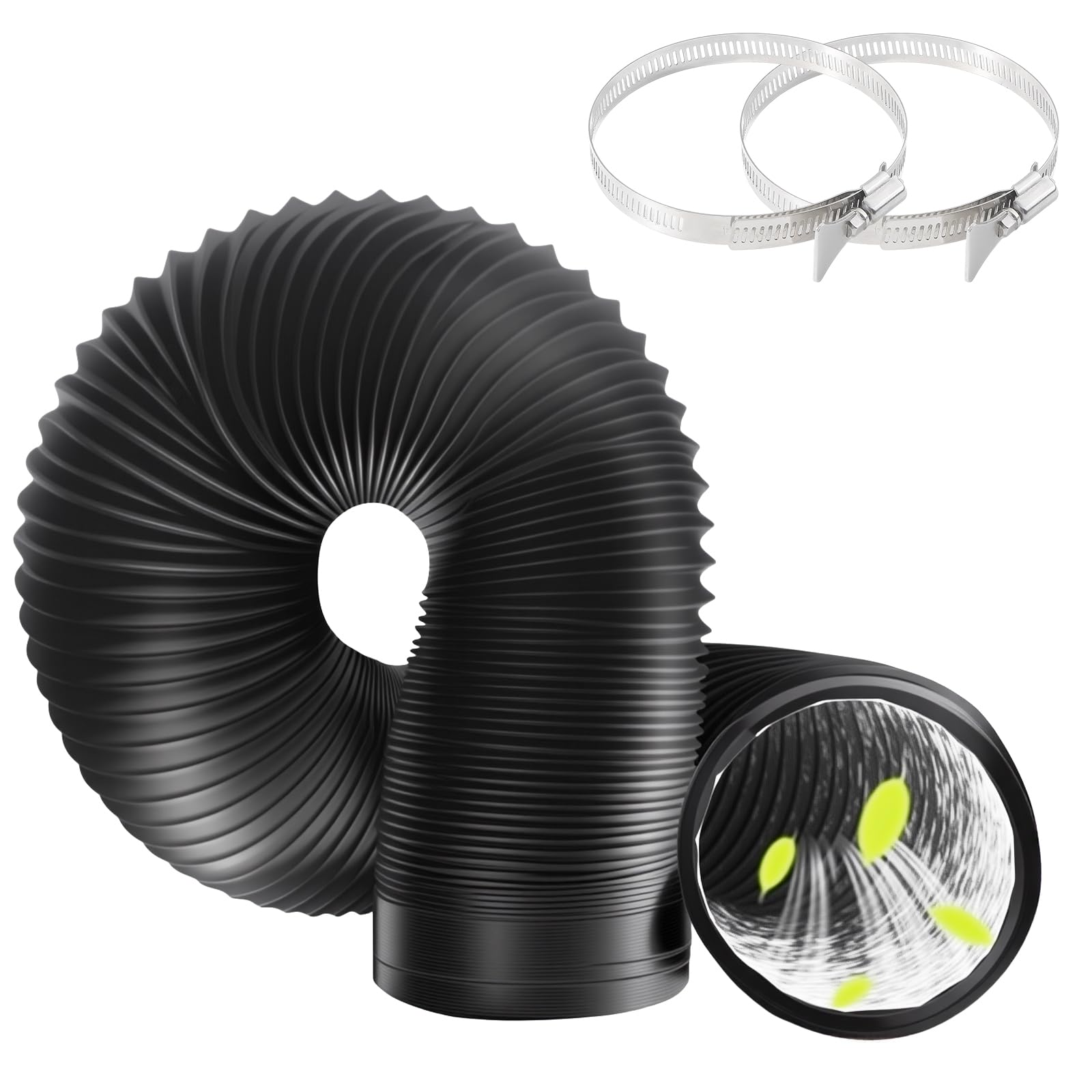 Jolof Store 4-Inch Flexible Aluminum Dryer Vent Hose with 2 Clamps, 10FT