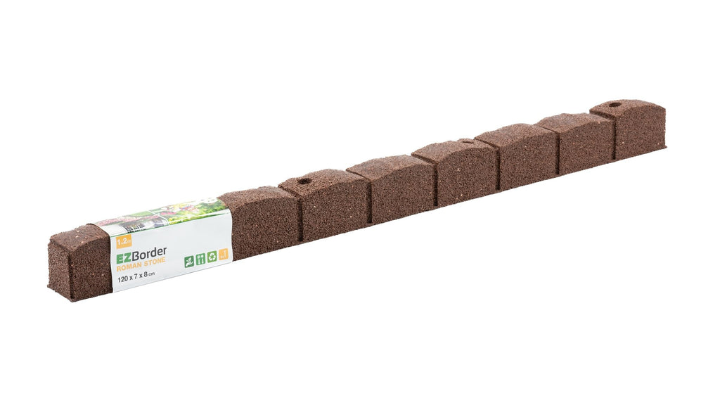 Nicoman Roman Castle Stone Rubber Garden Edging, Earth, 4ft - 2 Pack