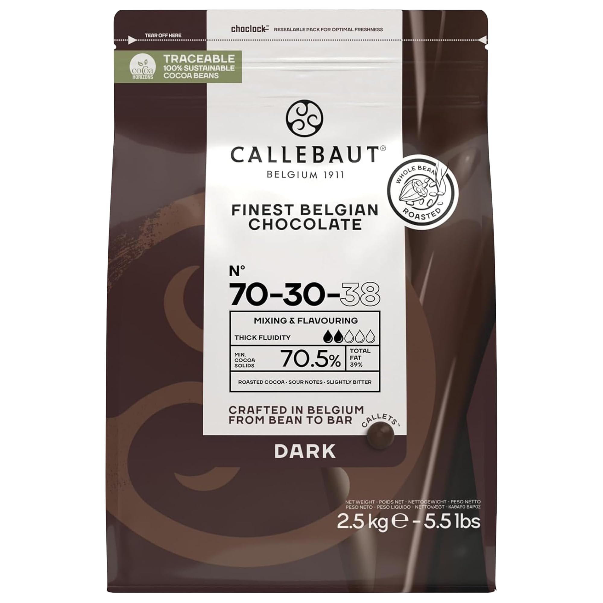Callebaut 70-30-38 Dark Chocolate Couverture Callets 70.5% - 2.5kg