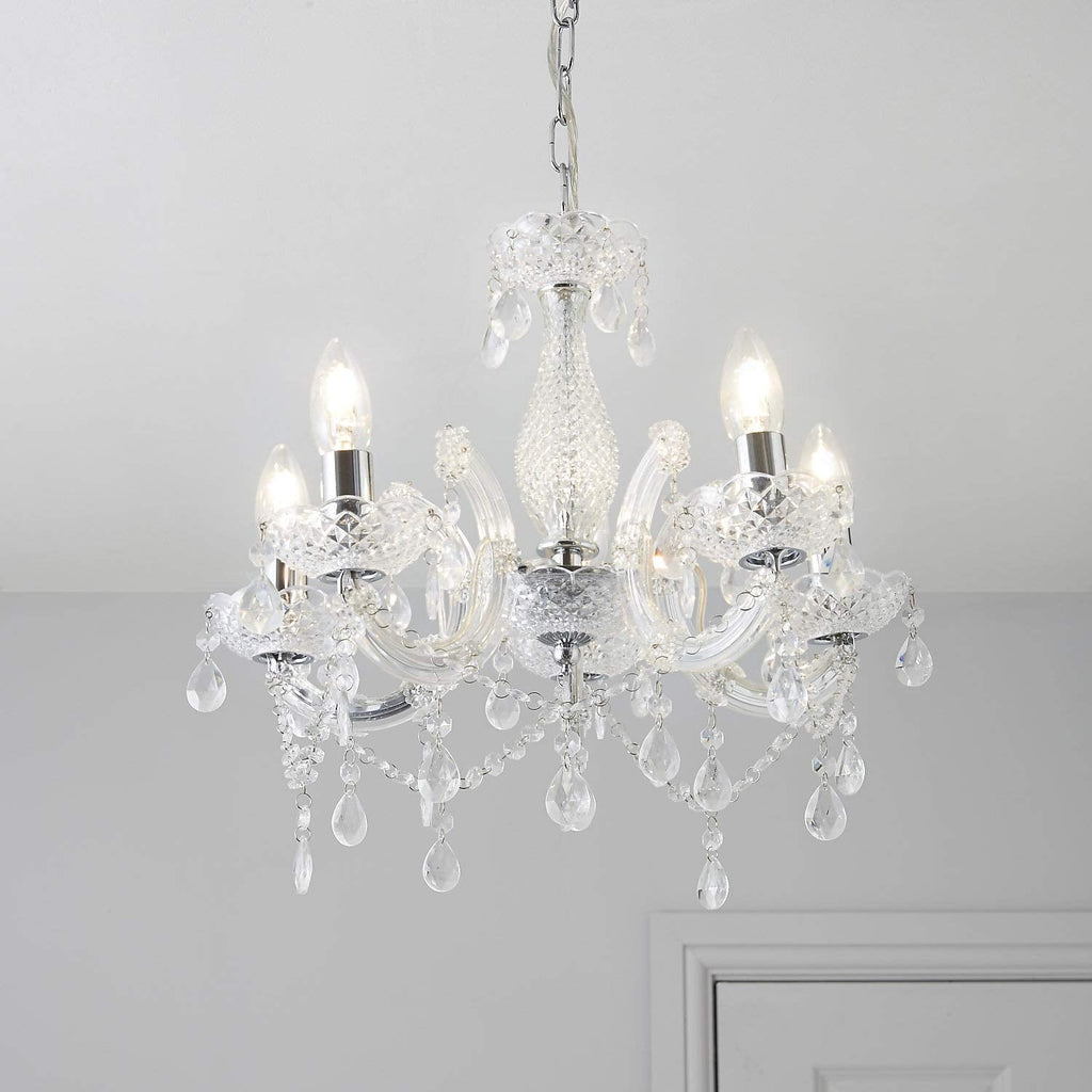 Jolof Store 5-Light Chrome Chandelier | Smoked Acrylic Pendant Light