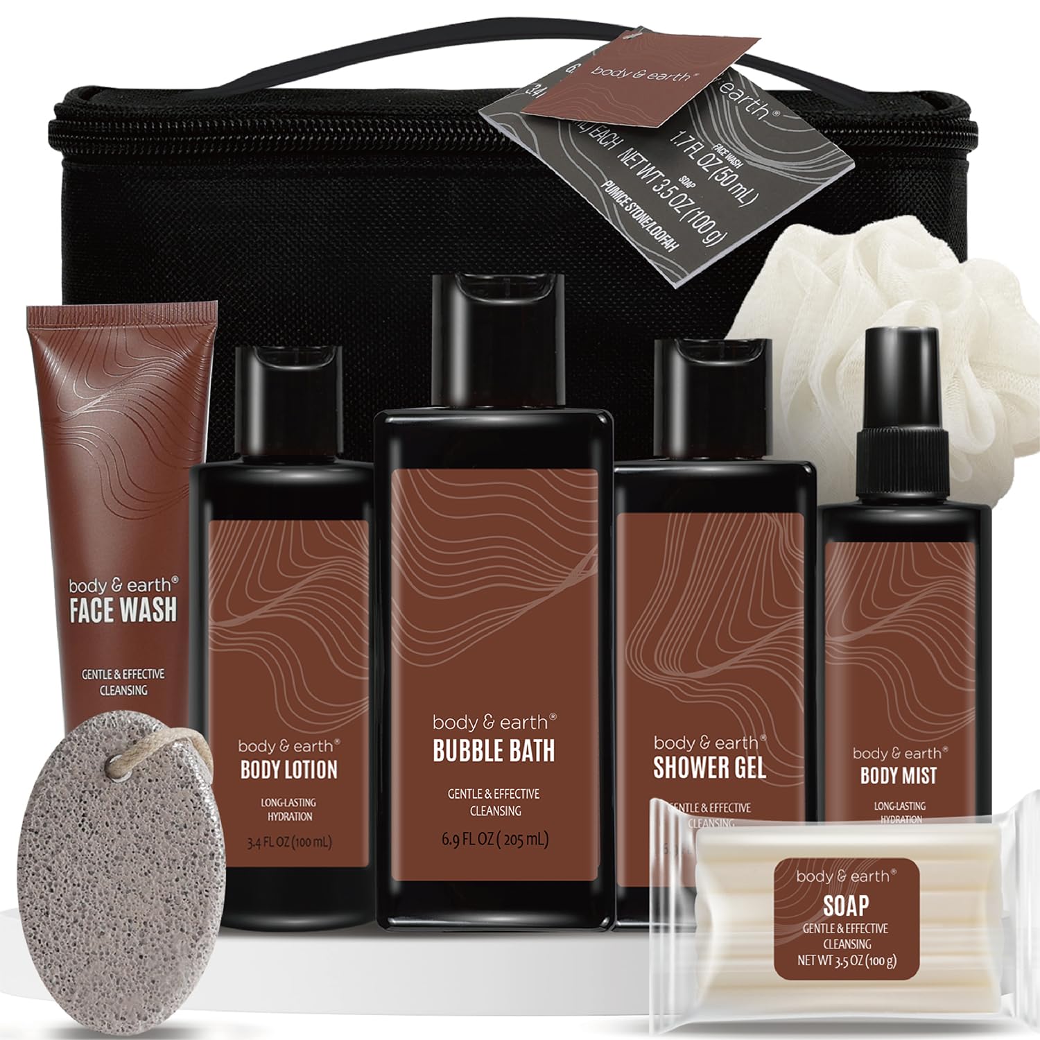 Body & Earth Sandalwood Men's Bath and Body Gift Set with Travel Bag