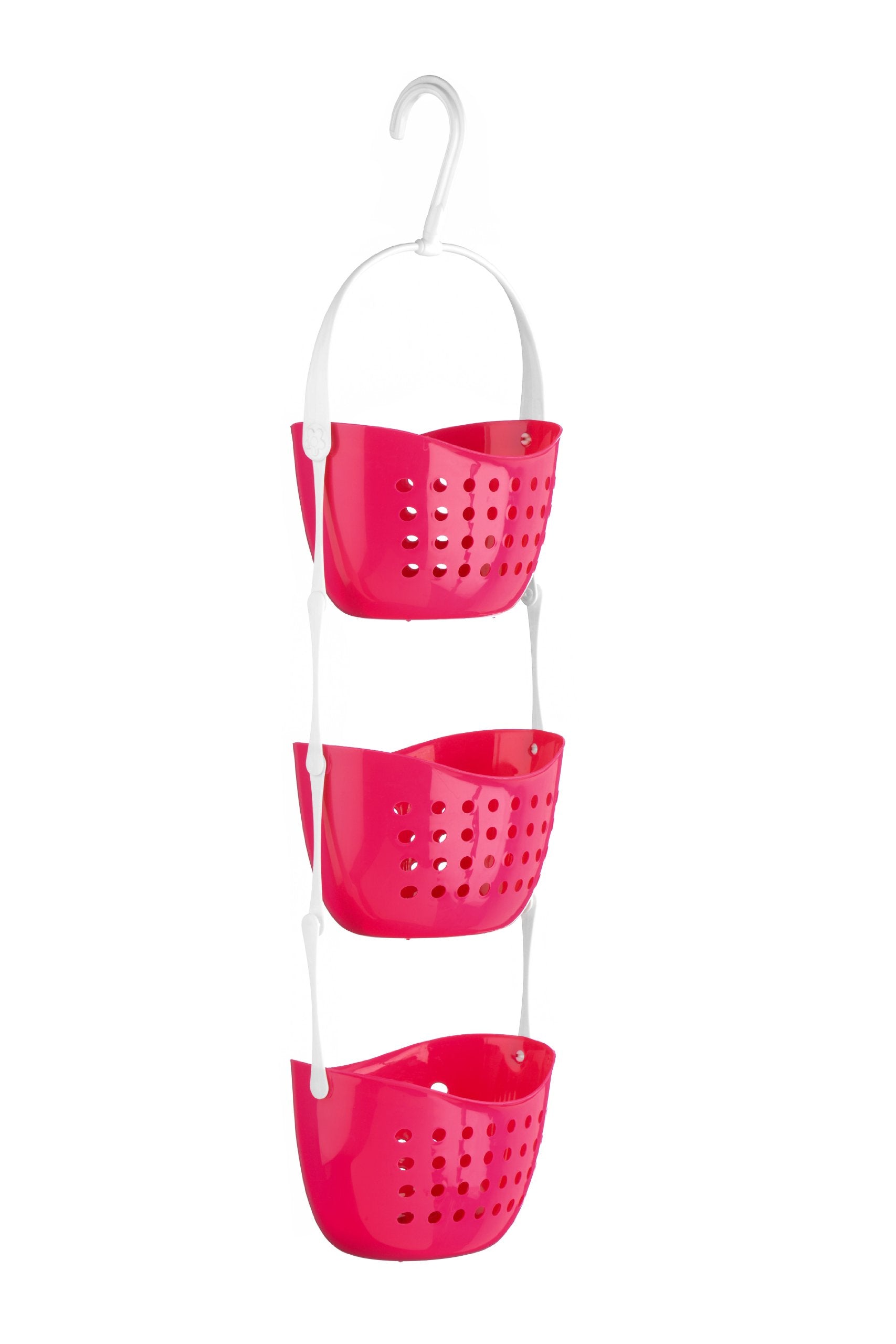 Premier Housewares 3-Tier Hanging Shower Caddy – Hot Pink Plastic Organiser