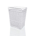 Arpan Large White Wicker Laundry Basket | 85L Hamper with Washable Liner
