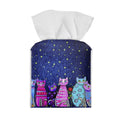Jolof Store Galaxy Cat Tissue Box Cover | PU Leather Square Holder