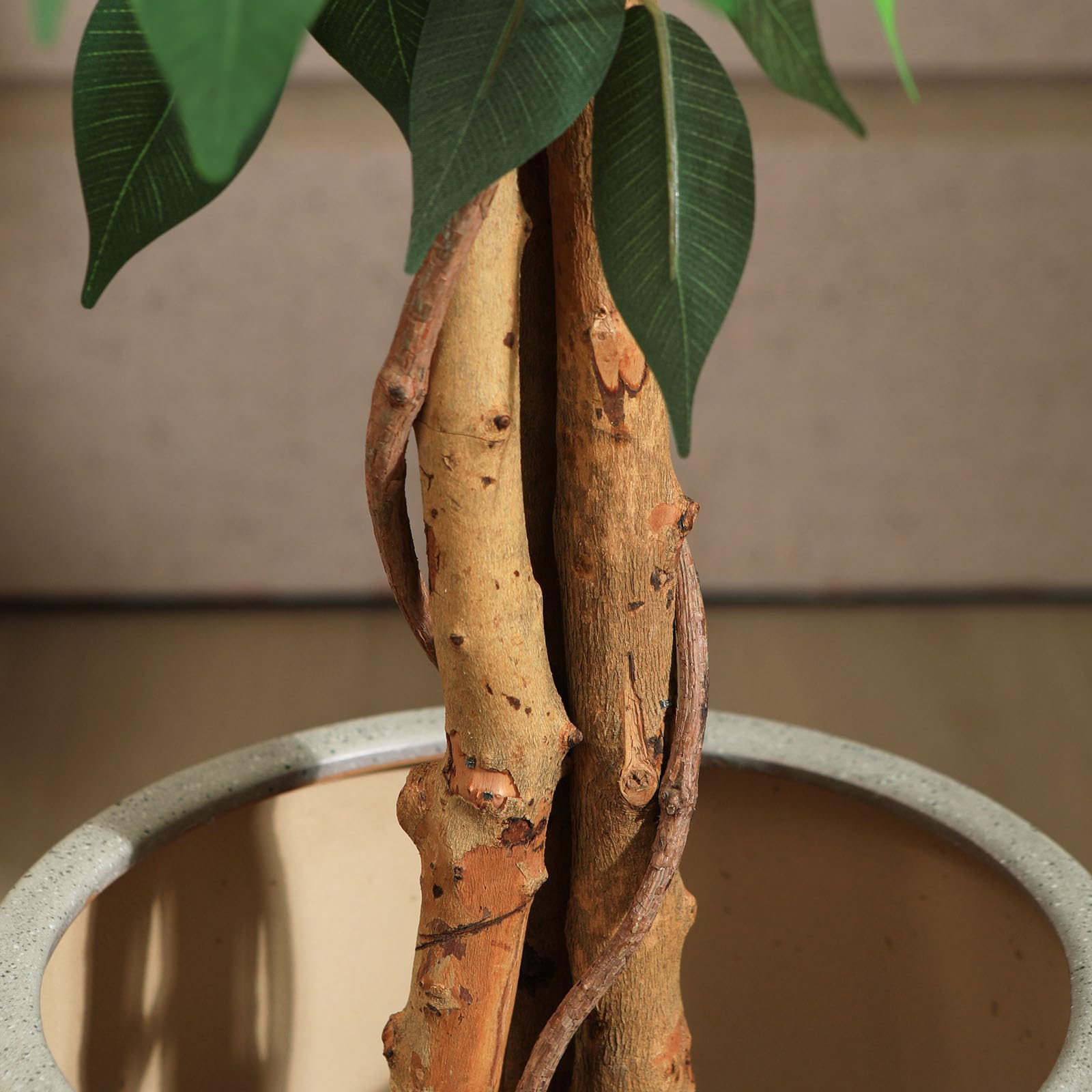 SOGUYI 120cm Artificial Ficus Tree | Silk Faux Plant with Natural Wood Trunk