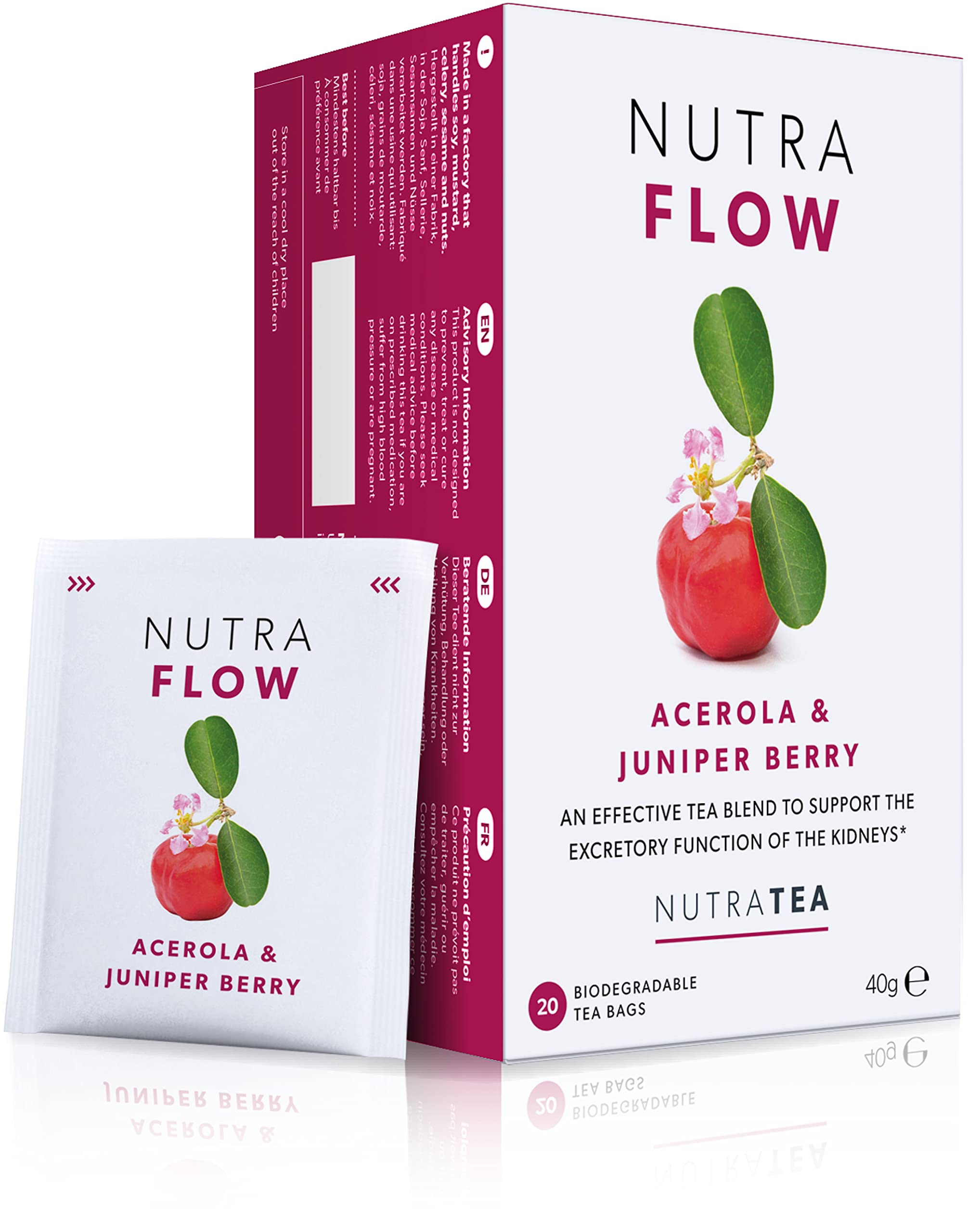 Nutra Tea NutraFlow UTI Relief Tea - Cranberry & Uva Ursi - 60 Bags