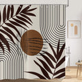 Hnmdmyi Boho Shower Curtain | Mid Century Modern Brown Leaf Polyester