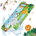 SHUCHING Jungle Animals Kids Bath Mat | 100x40cm Non-Slip PVC Bathtub Mat