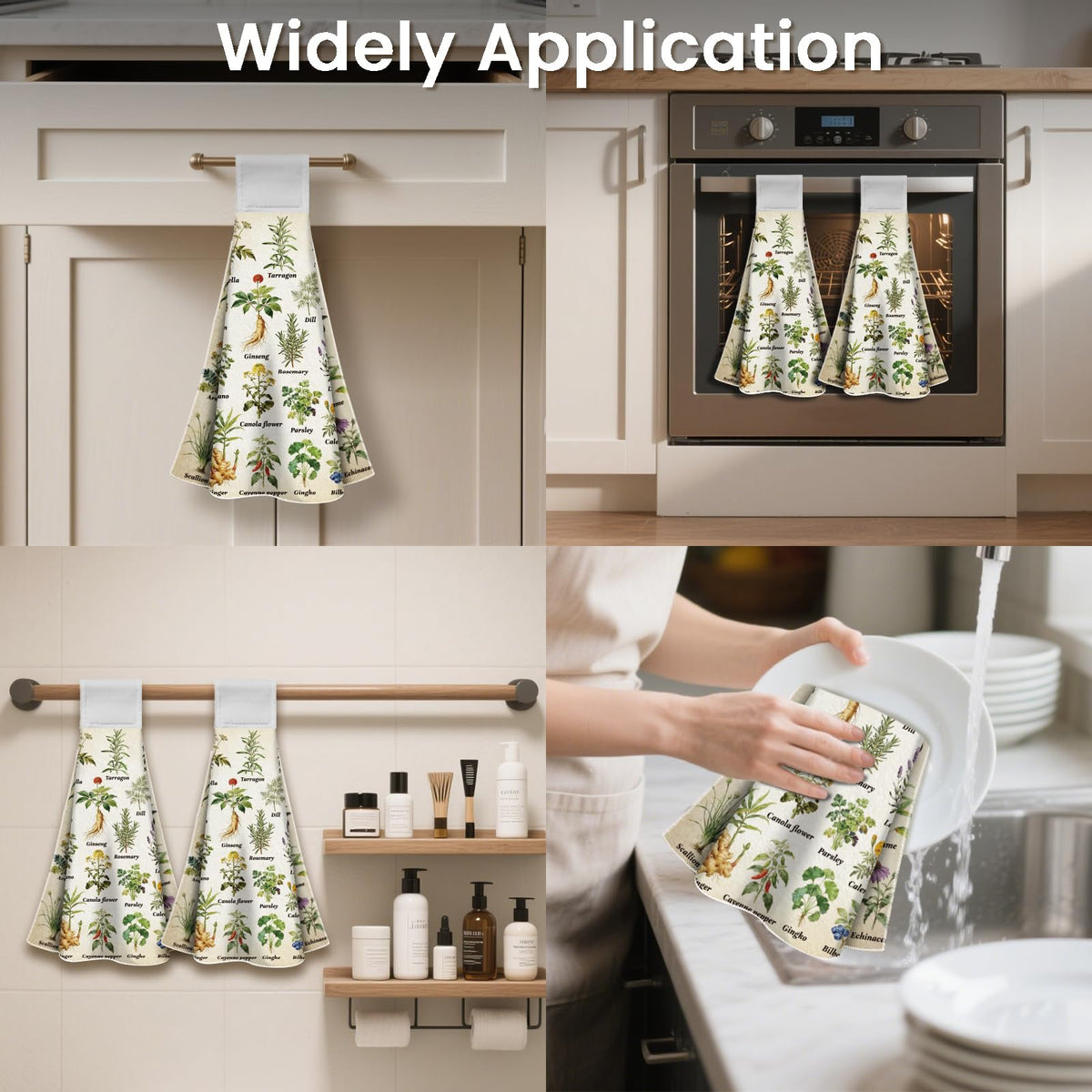 CUTHOLLOW 2 Pcs Herb and Vegetable Hanging Kitchen Towels with Loop - image 4