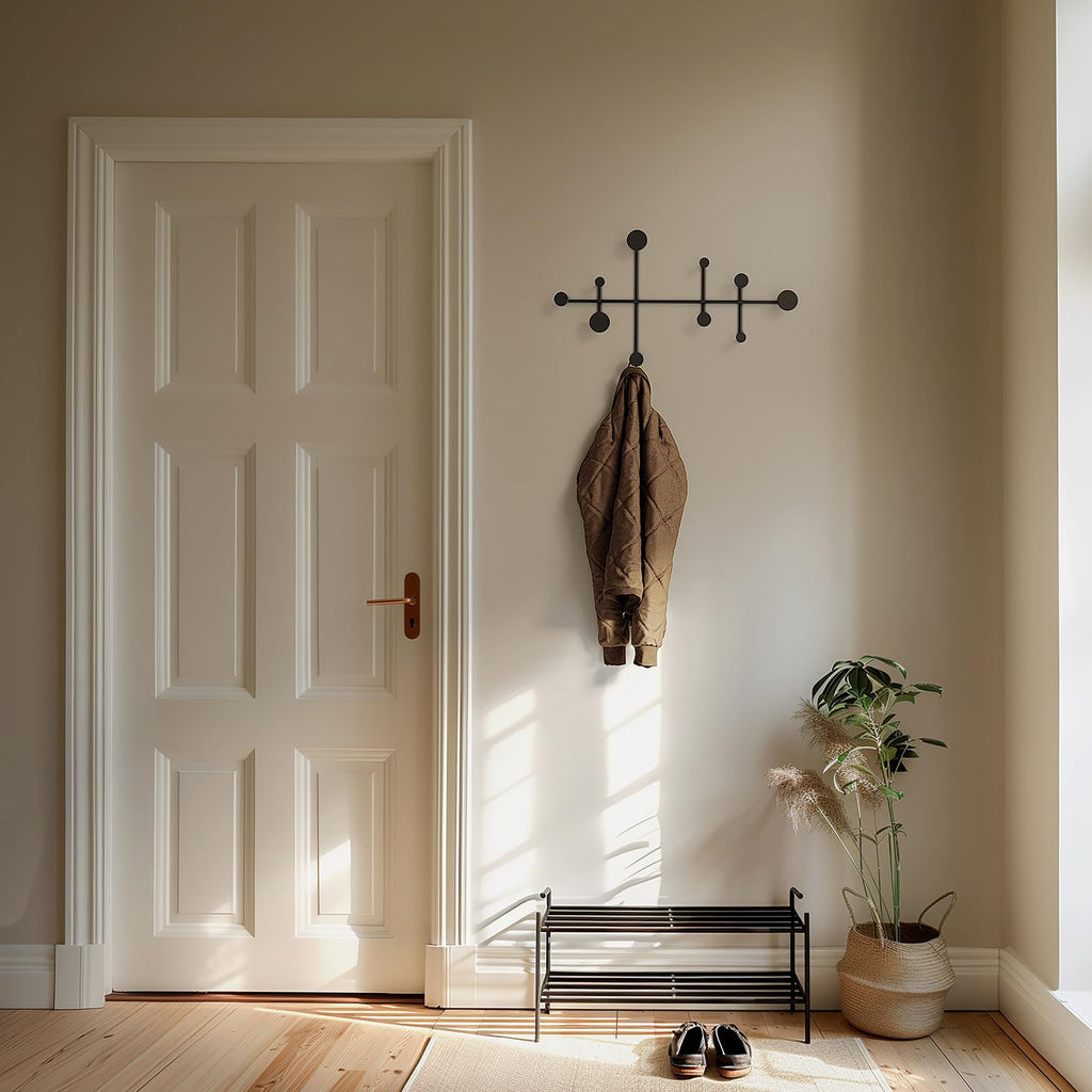 Kazai Sval Wall-Mounted Coat Rack – Modern Minimalist Metal Hooks | Black