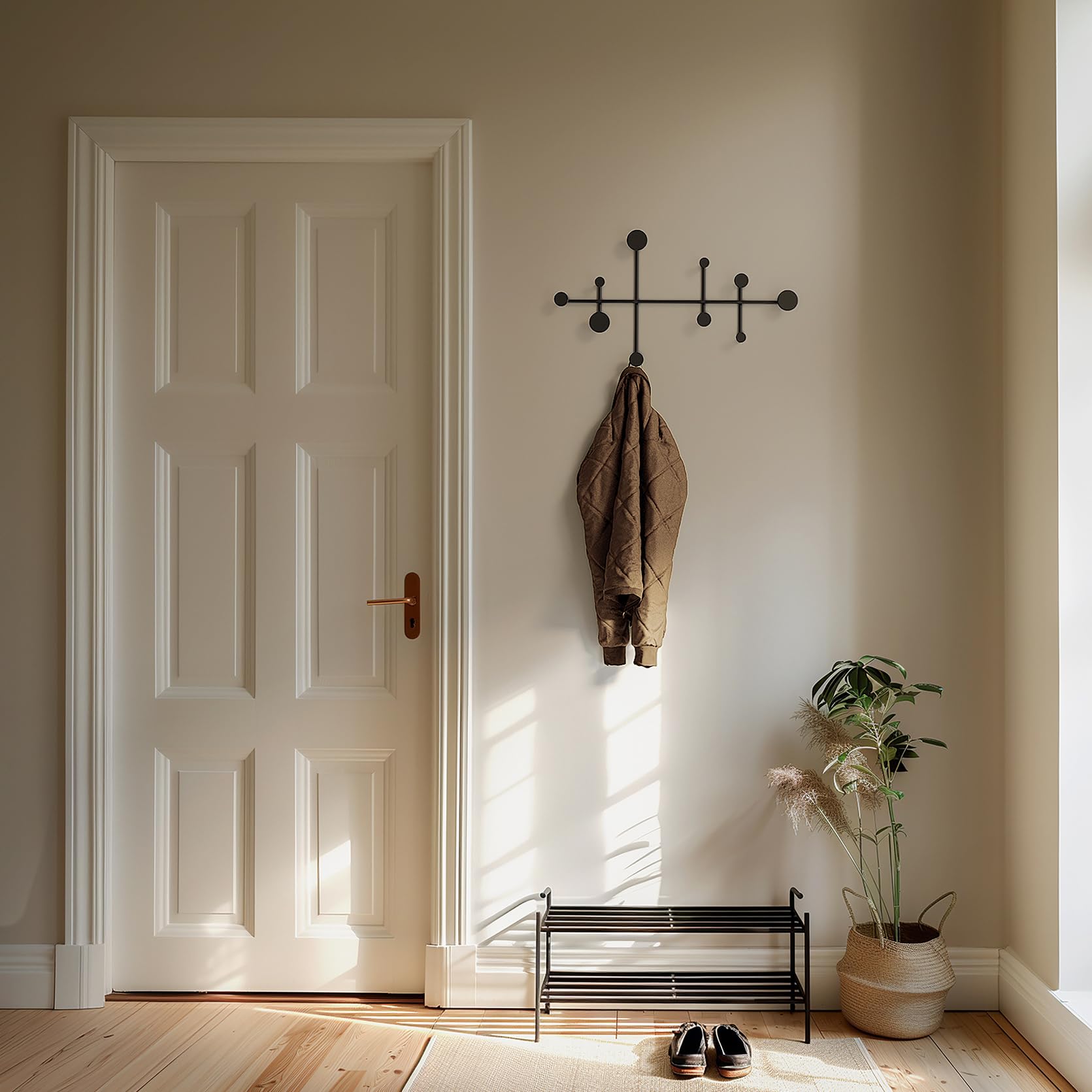 Kazai Sval Wall-Mounted Coat Rack – Modern Minimalist Metal Hooks | Black