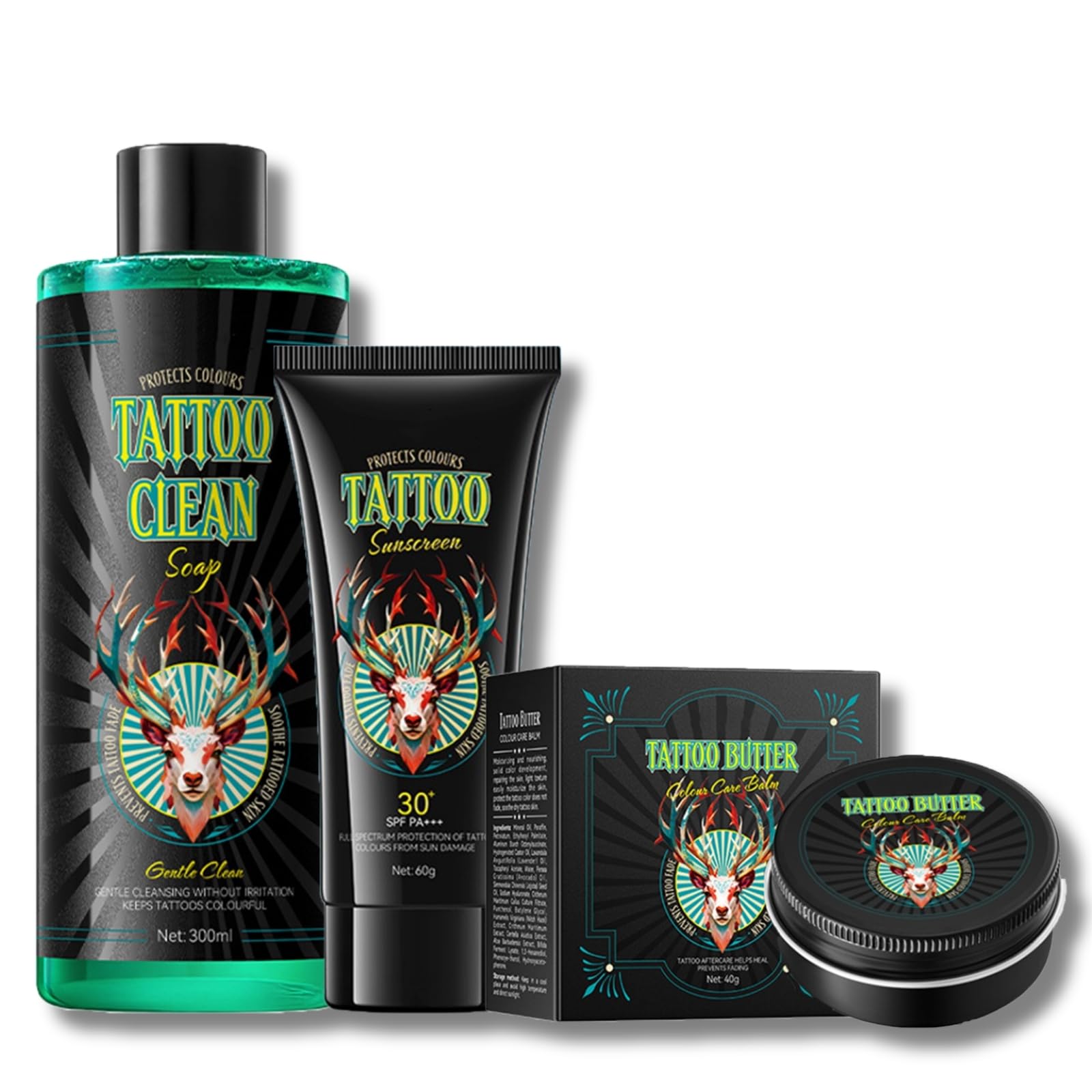 Jolof Store Tattoo Aftercare Skincare Set with Balm, Soap, and Sunscreen